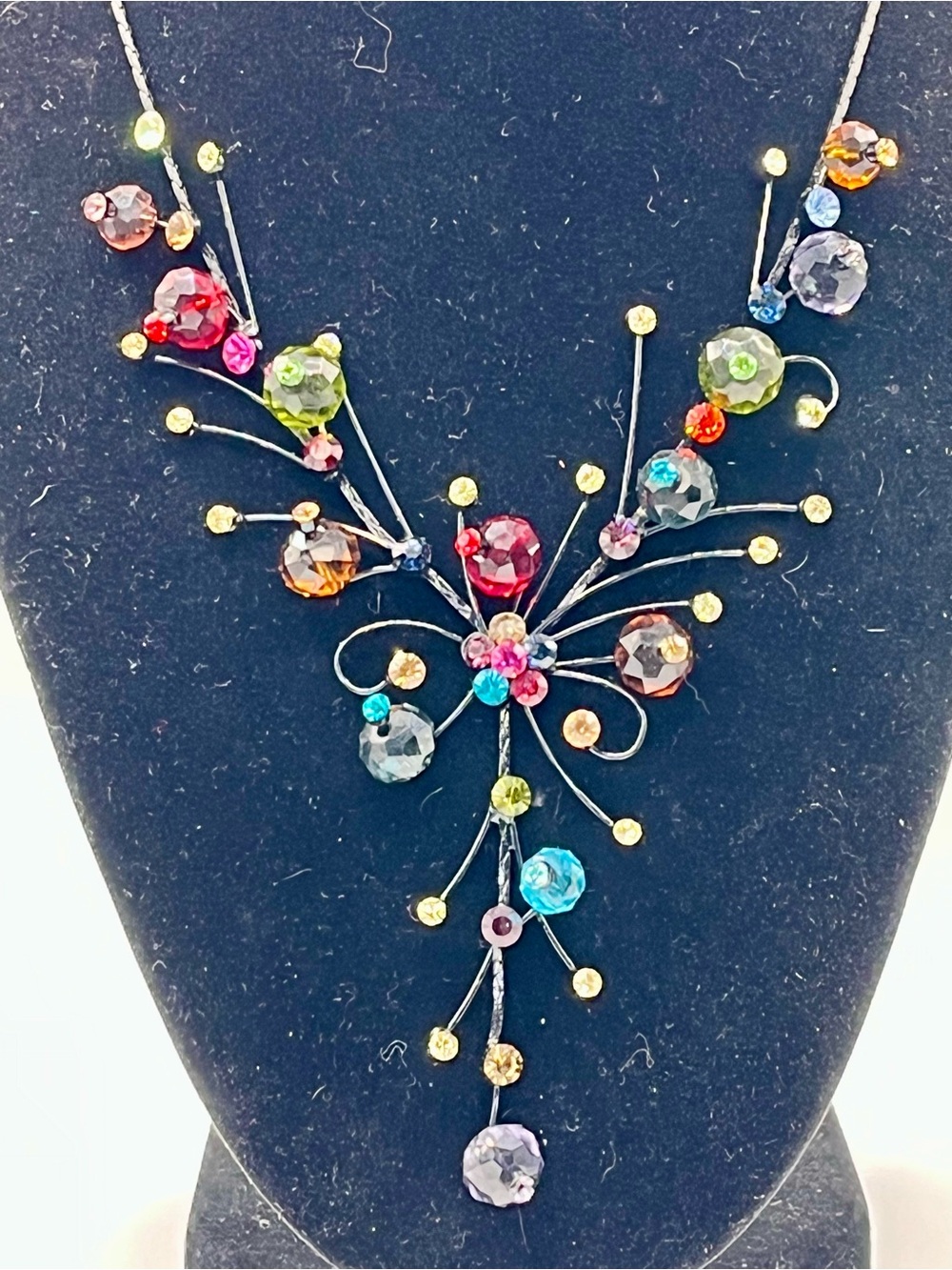 Multicolor Crystal Statement Necklace and Earring Set